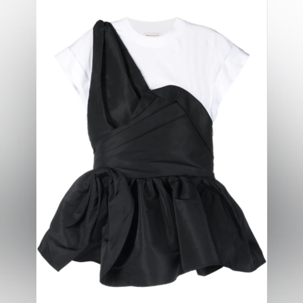 Black and White Draped Top
